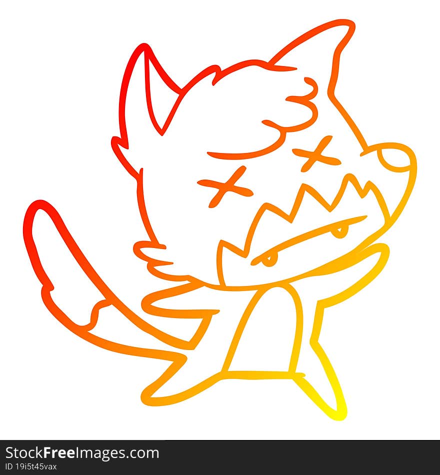 warm gradient line drawing cartoon dead fox