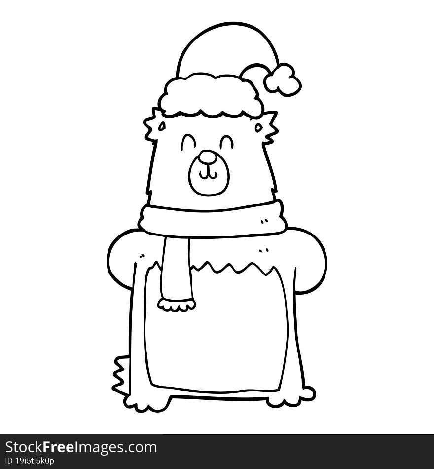 cartoon bear wearing christmas hat