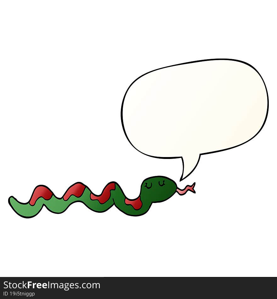 cartoon snake and speech bubble in smooth gradient style