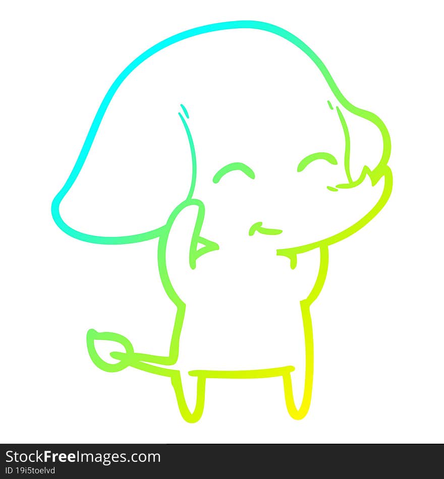 cold gradient line drawing cute cartoon elephant