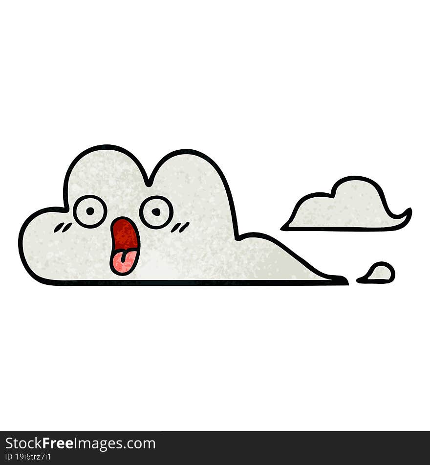 retro grunge texture cartoon of a white cloud