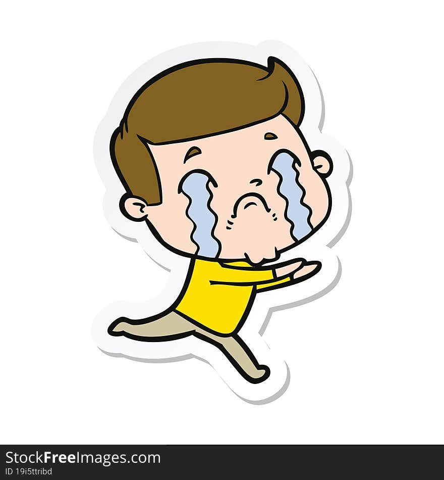 Sticker Of A Cartoon Man Crying