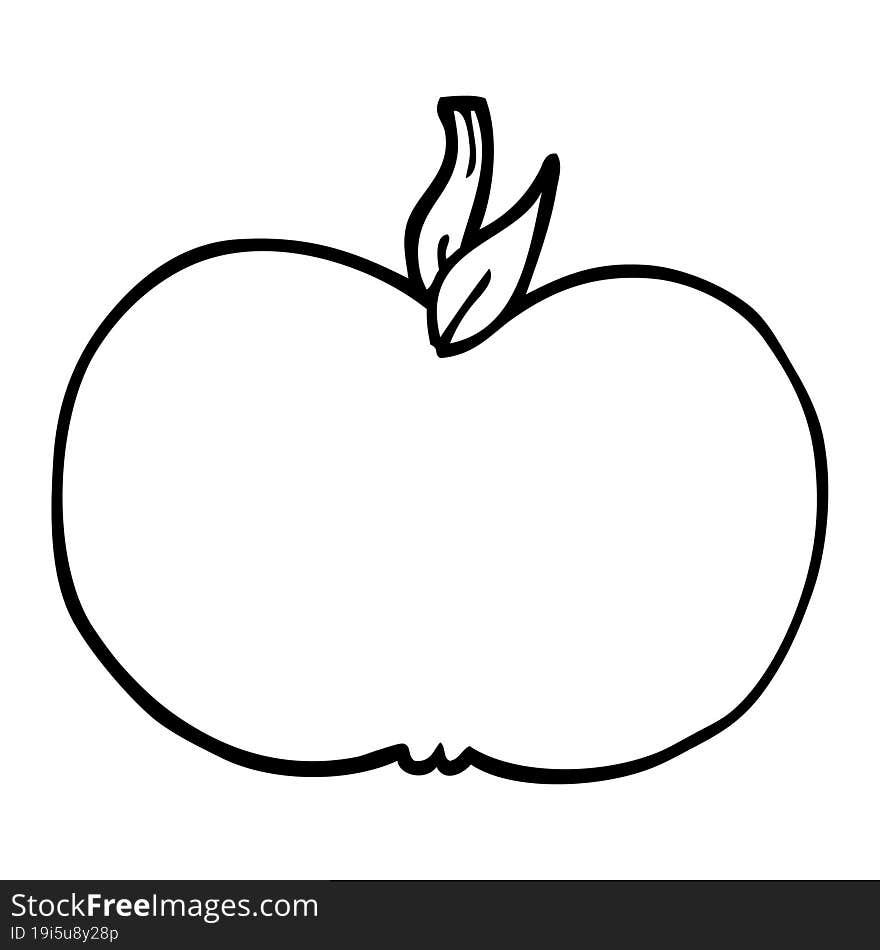 Line Drawing Cartoon Juicy Apple