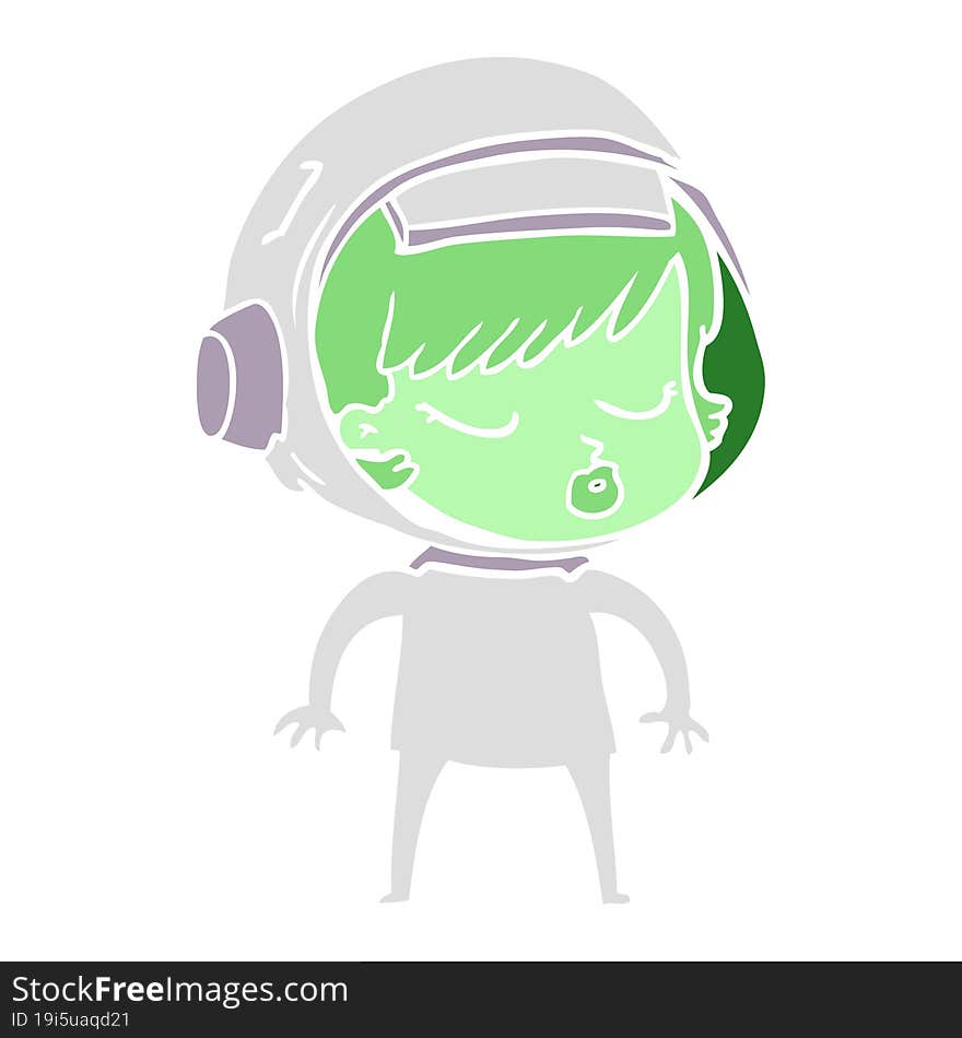 flat color style cartoon pretty astronaut girl