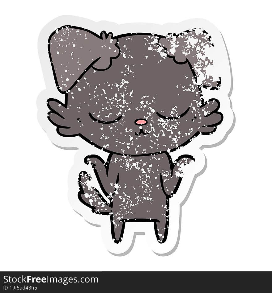 distressed sticker of a cute cartoon dog