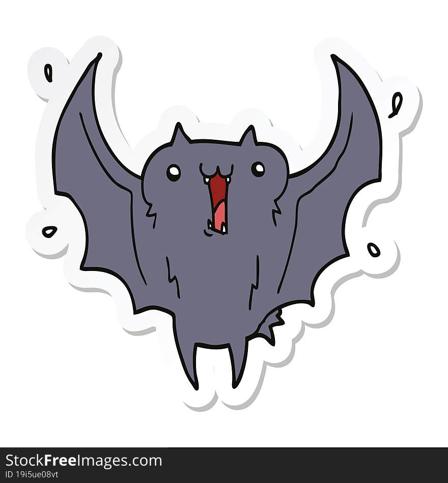 sticker of a cartoon happy vampire bat