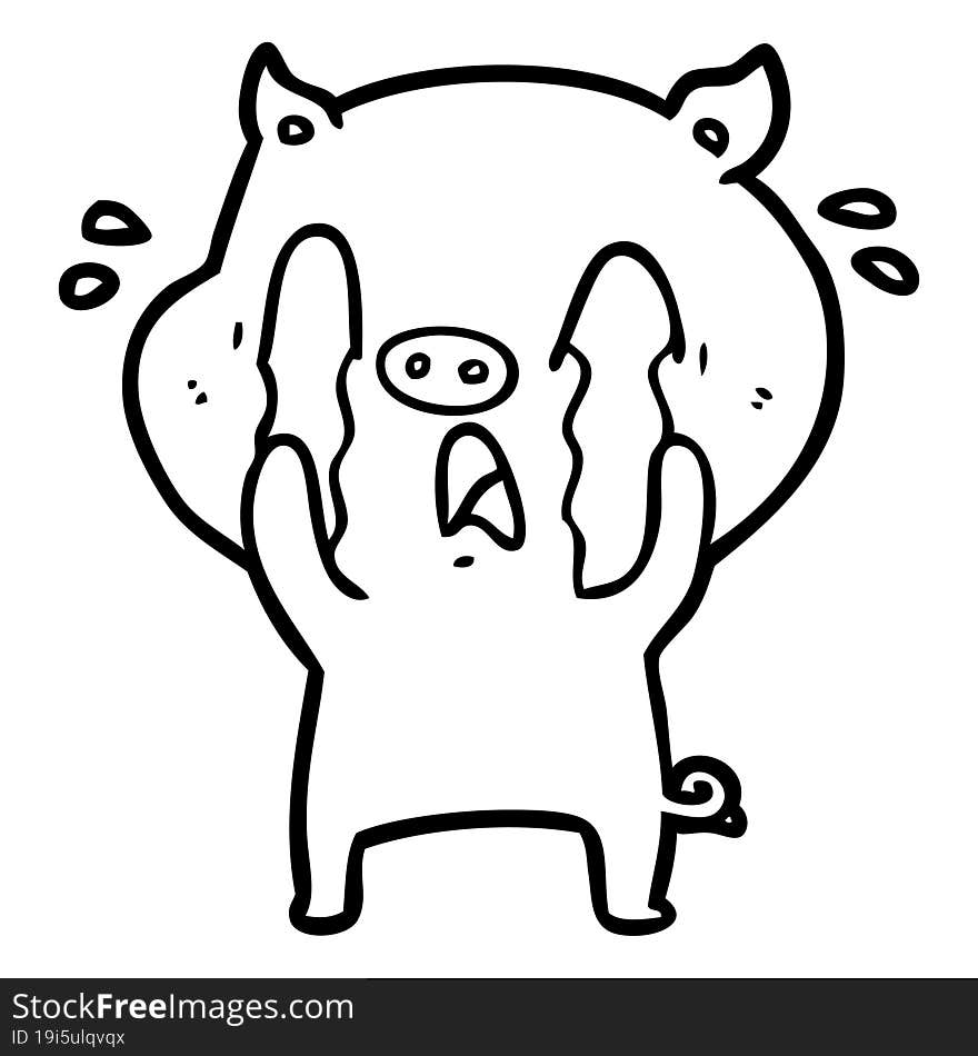 crying pig cartoon. crying pig cartoon