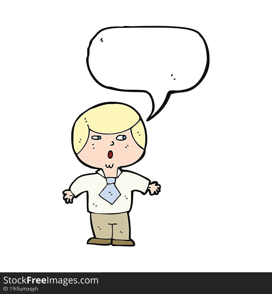 Cartoon Shocked Boy With Speech Bubble