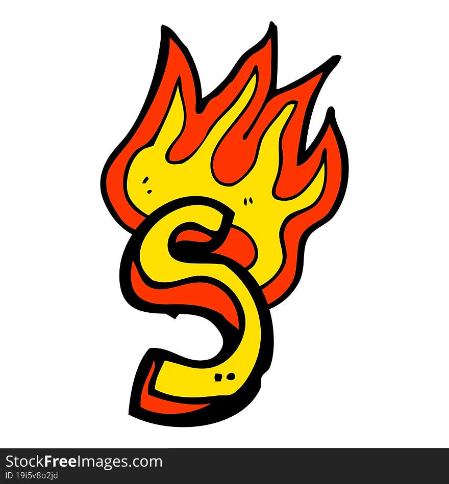 cartoon flaming letter