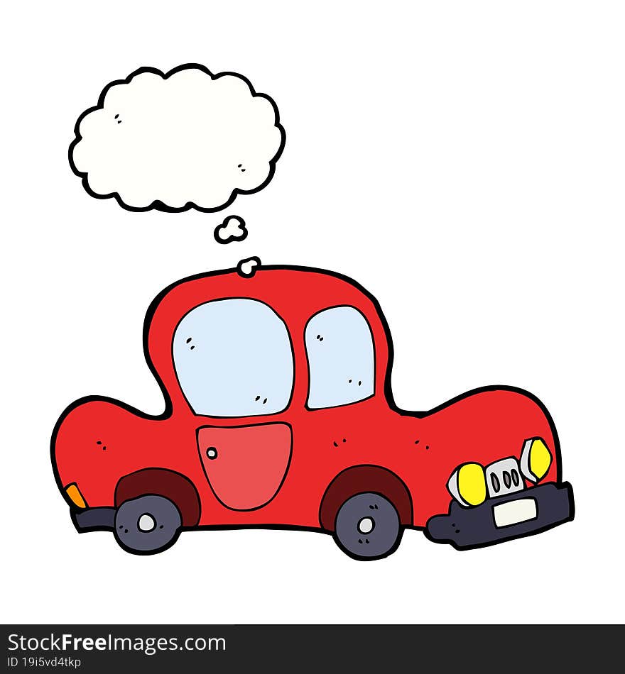 cartoon car with thought bubble