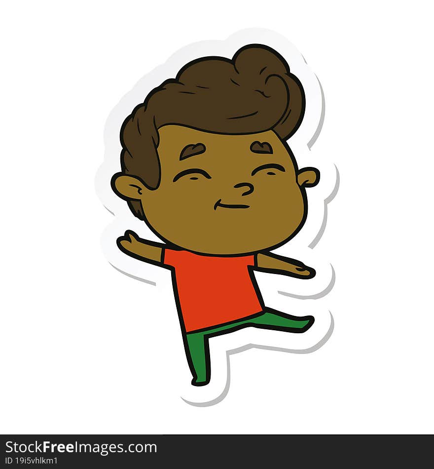 sticker of a happy cartoon man