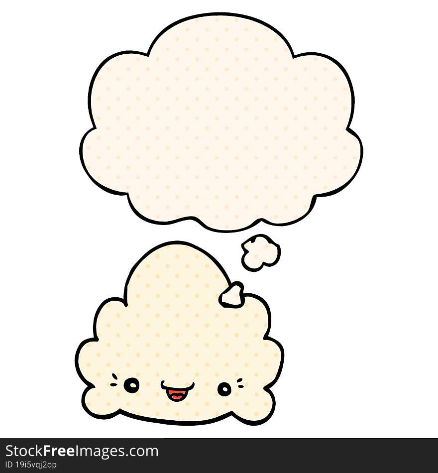 cartoon cloud and thought bubble in comic book style