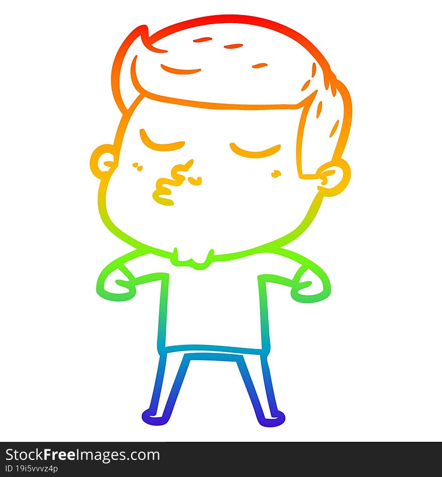 rainbow gradient line drawing of a cartoon model guy pouting