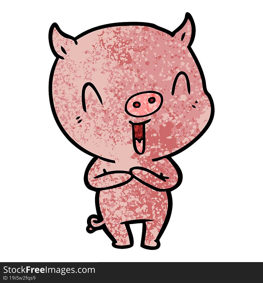 happy cartoon pig. happy cartoon pig