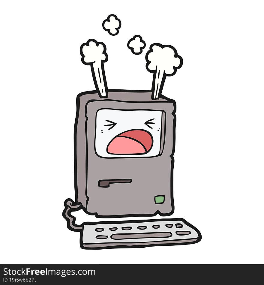 cartoon overheating computer. cartoon overheating computer