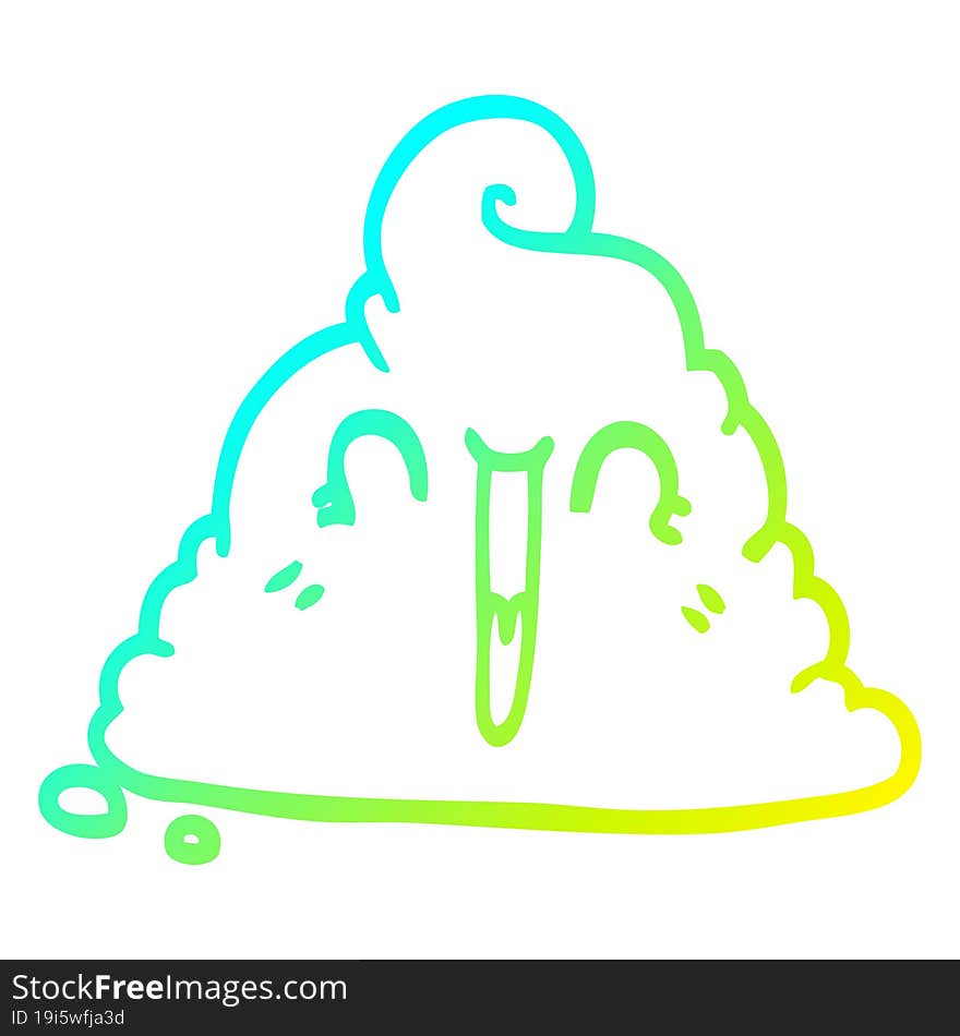 cold gradient line drawing cartoon poop