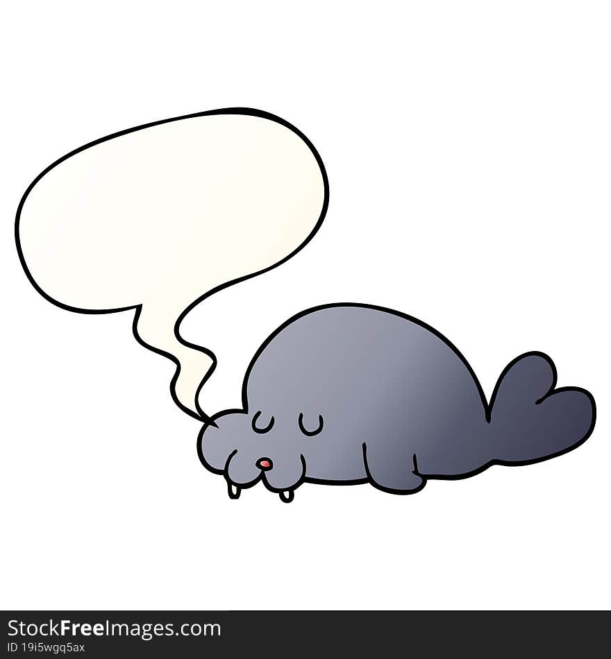 cartoon walrus and speech bubble in smooth gradient style