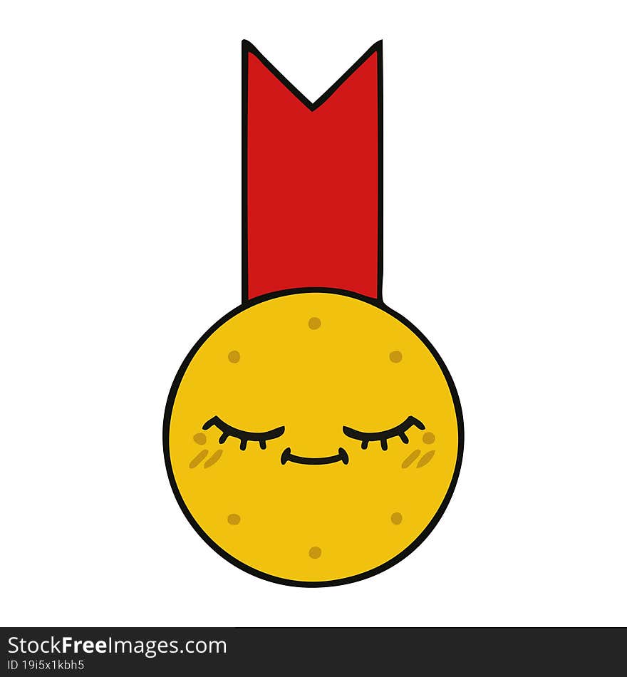 cute cartoon of a gold medal. cute cartoon of a gold medal