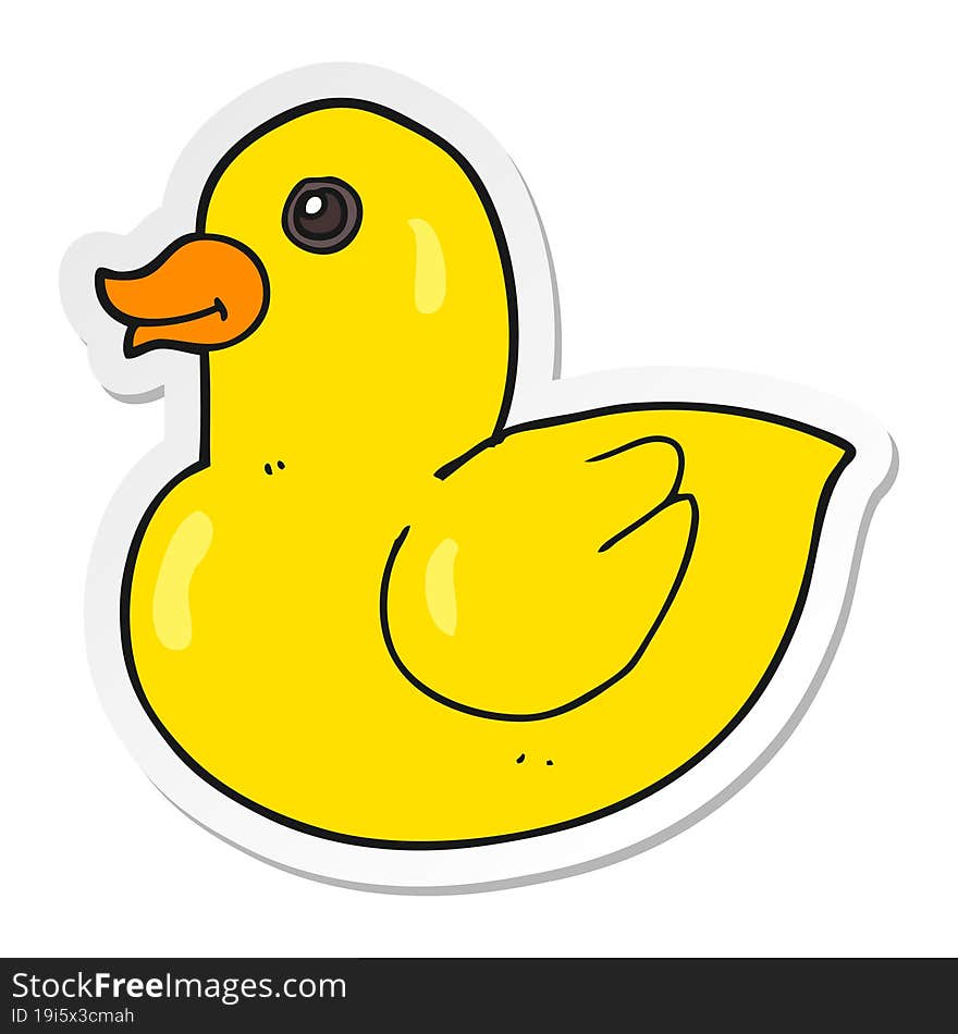 Sticker Of A Cartoon Rubber Duck