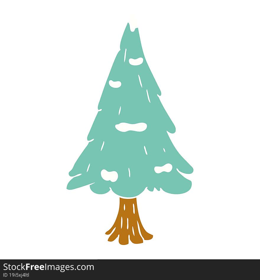 hand drawn cartoon doodle single snow covered tree