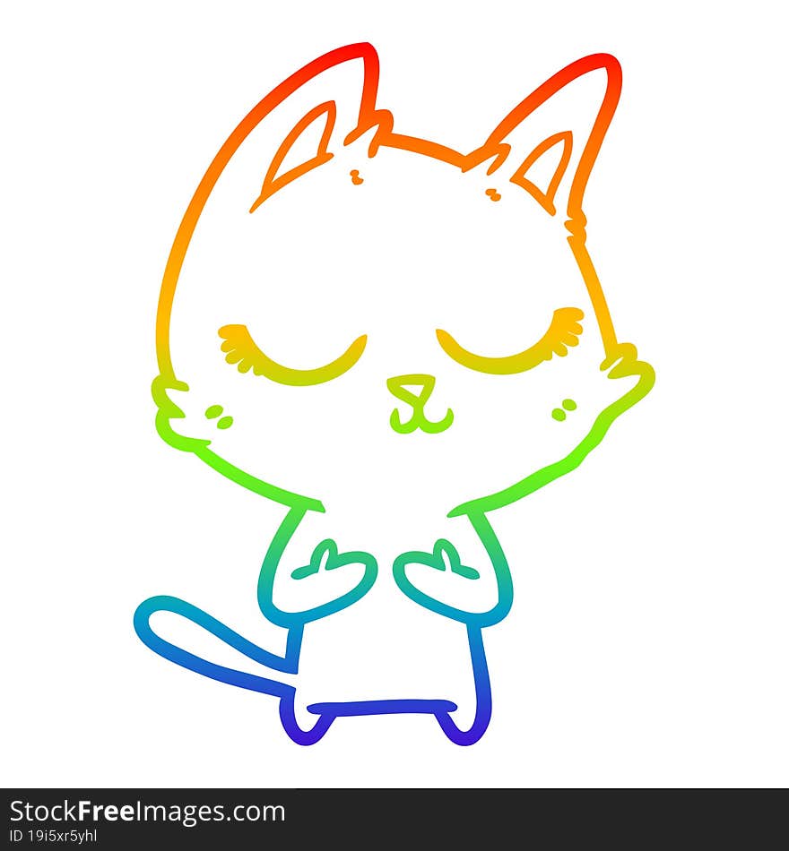 rainbow gradient line drawing calm cartoon cat