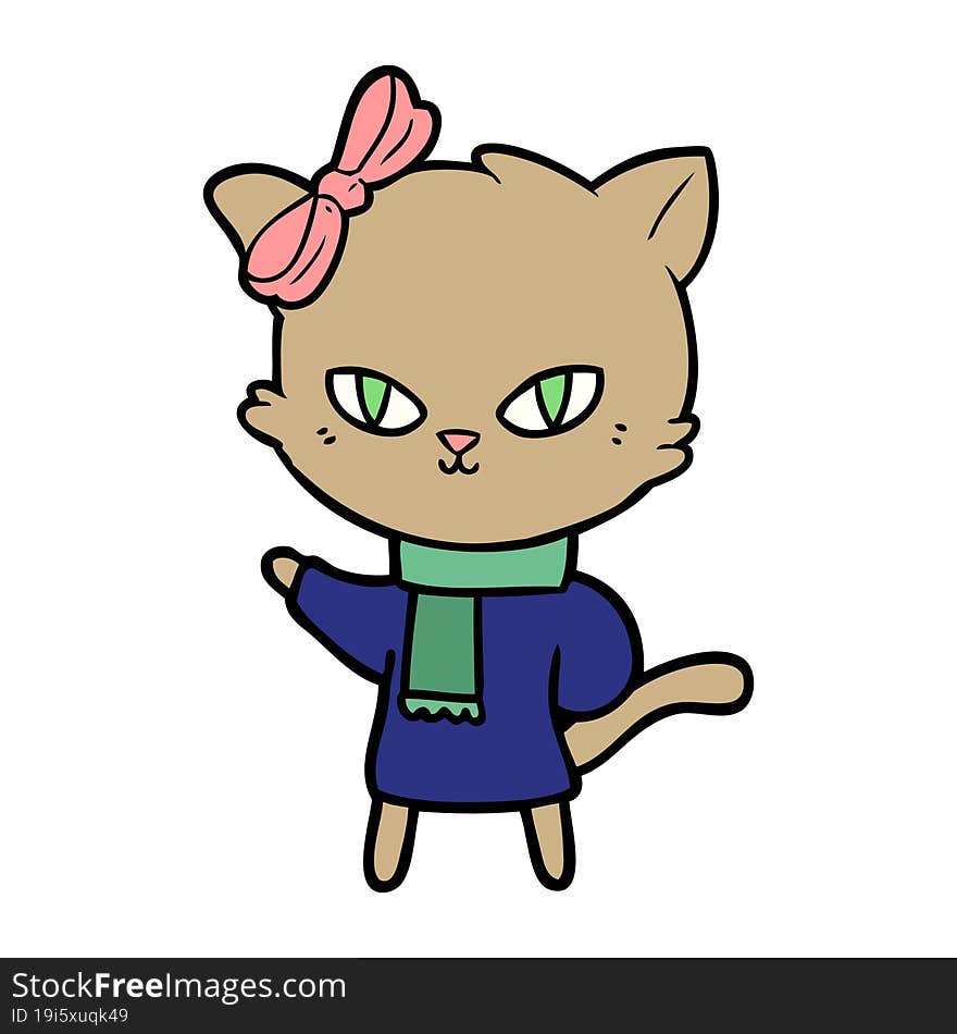 cute cartoon cat in winter clothes. cute cartoon cat in winter clothes