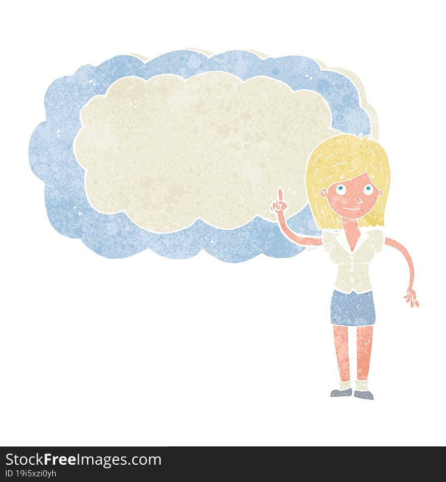 Cartoon Woman With Text Space Cloud