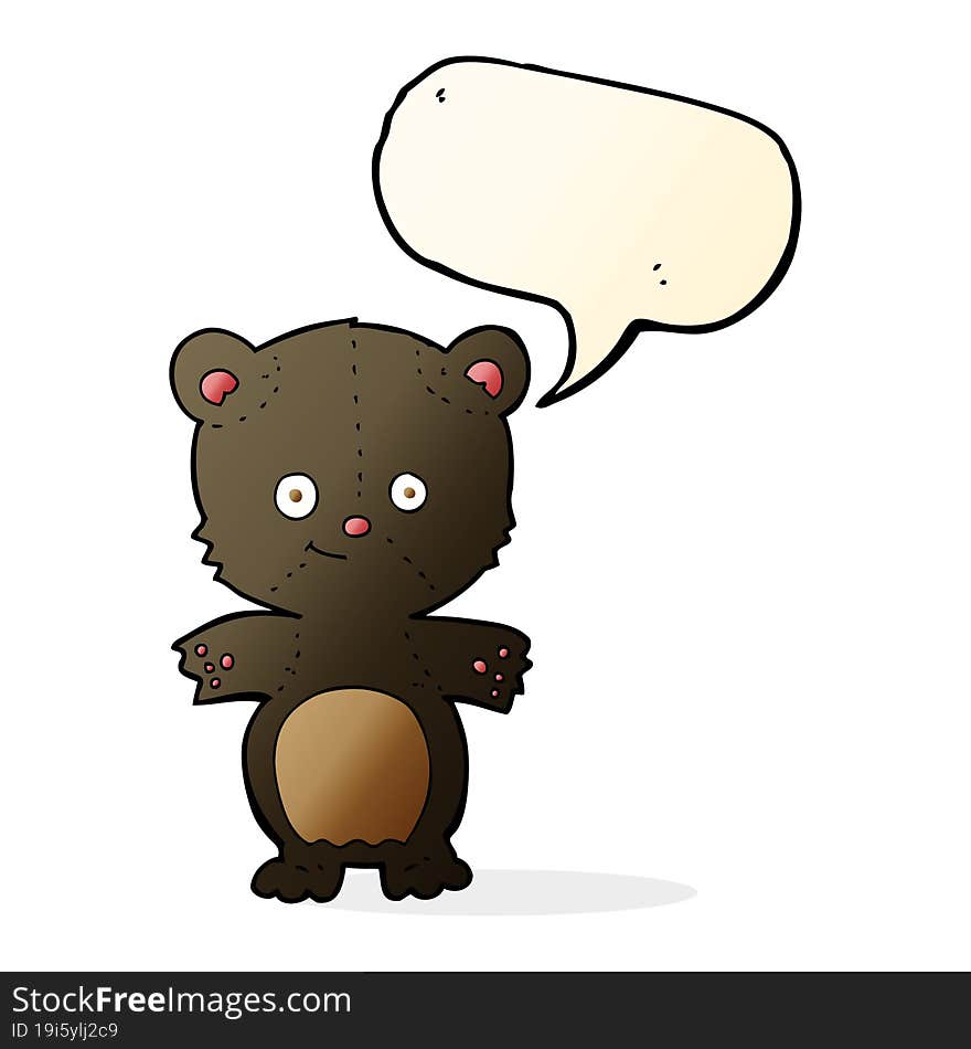 cartoon black bear cub with speech bubble