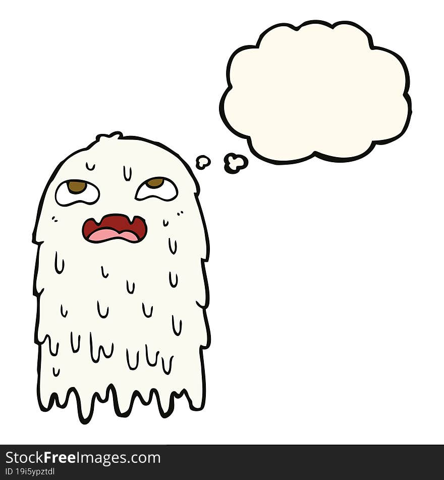 gross cartoon ghost with thought bubble