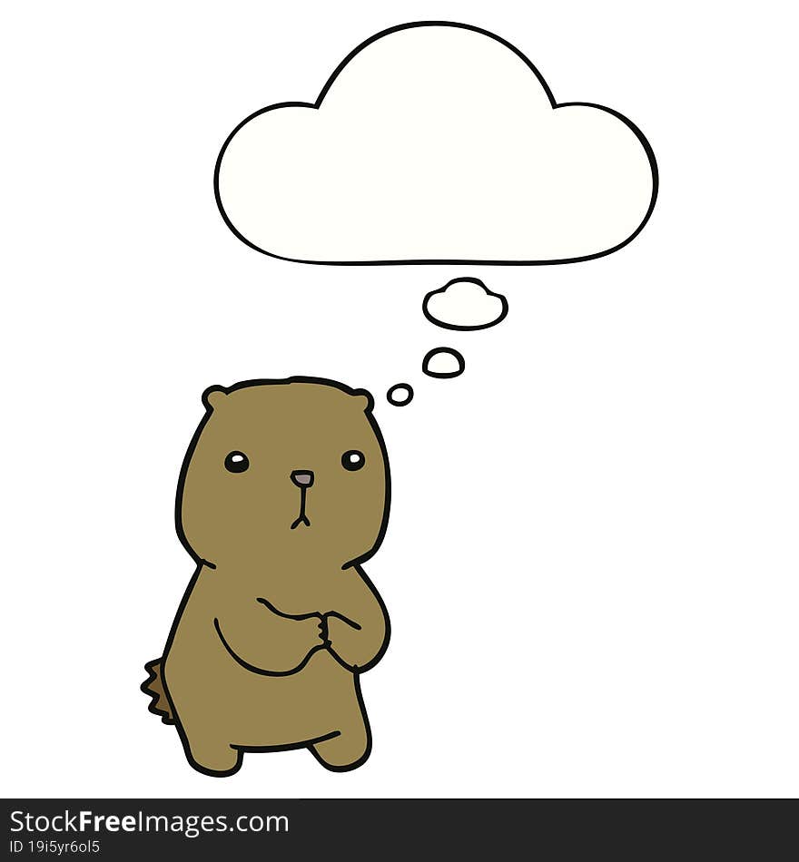 Cartoon Worried Bear And Thought Bubble