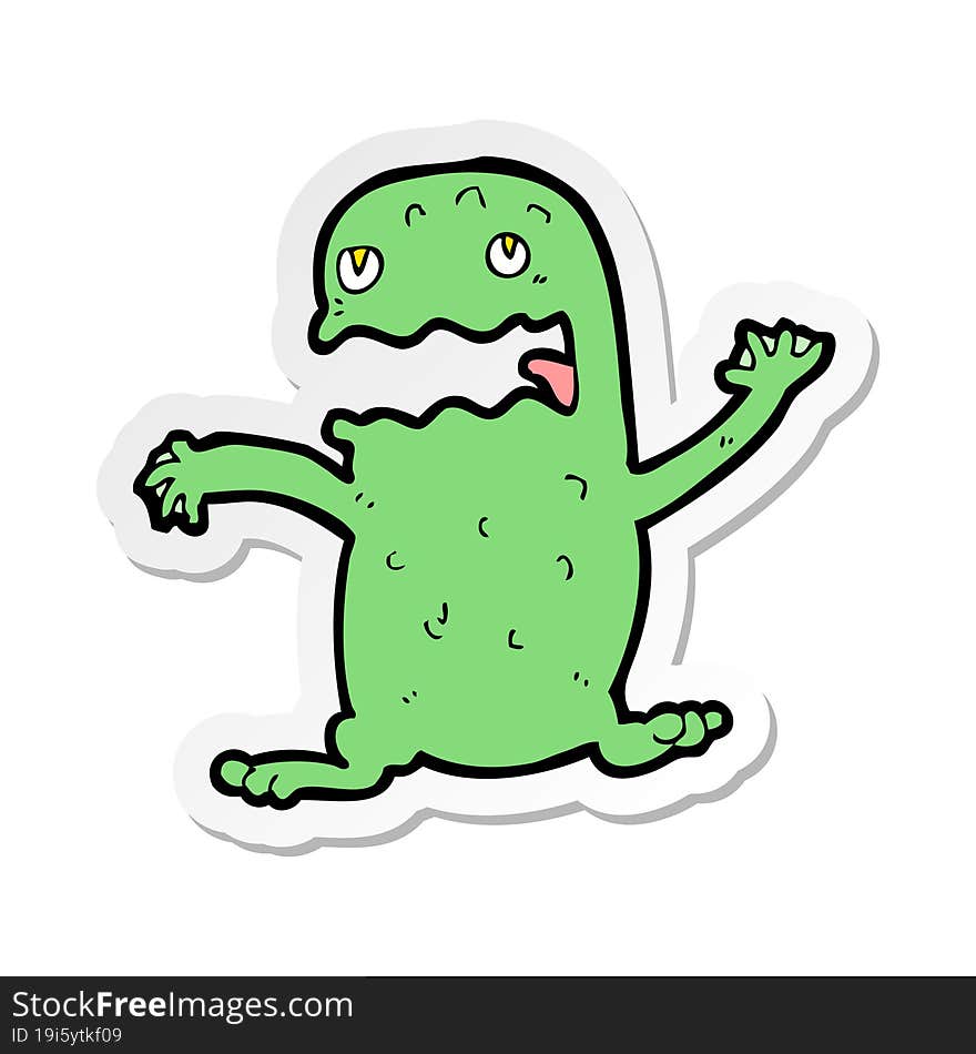 Sticker Of A Cartoon Funny Frog