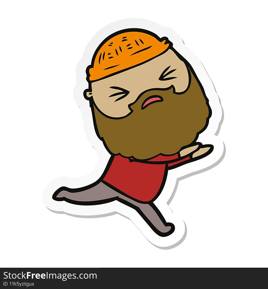 sticker of a cartoon man with beard