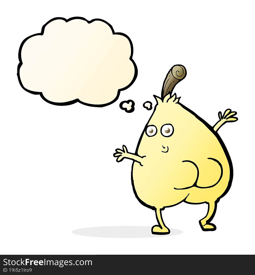 a nice pear cartoon with thought bubble