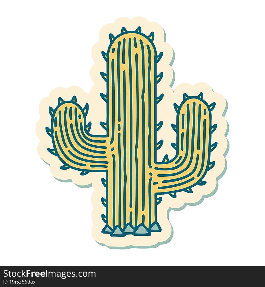 tattoo style sticker of a cactus