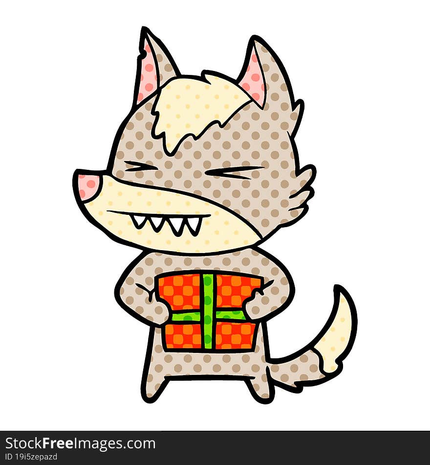 angry christmas wolf cartoon. angry christmas wolf cartoon