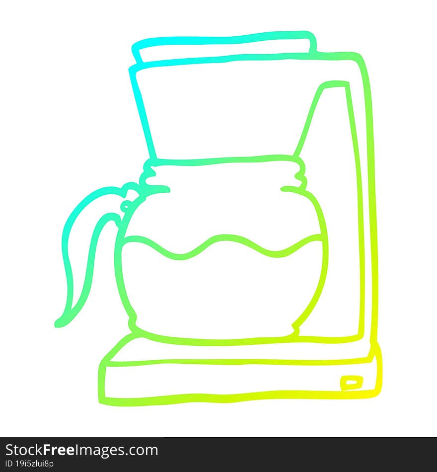 cold gradient line drawing of a cartoon coffee filter machine