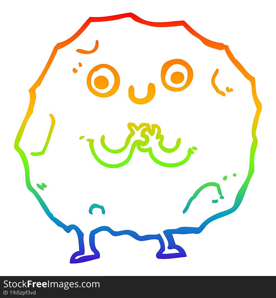 rainbow gradient line drawing cartoon rock character