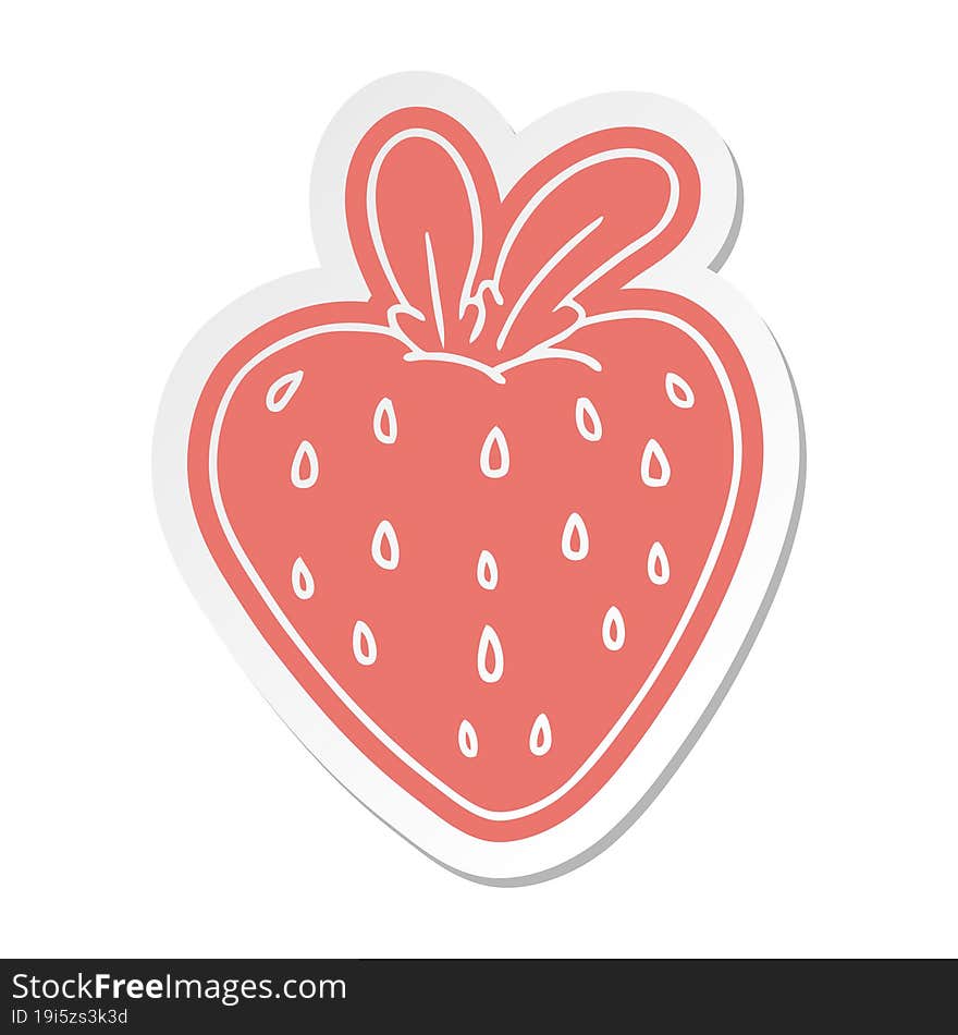 cartoon sticker of a fresh strawberry