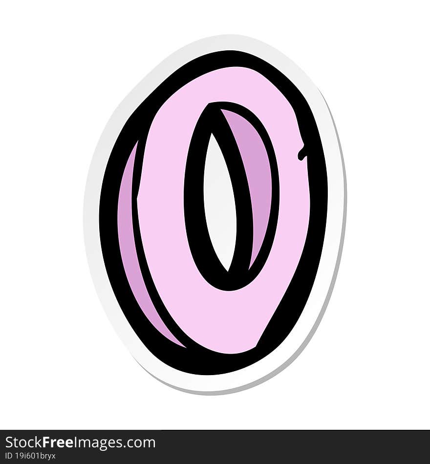 sticker of a cartoon letter O