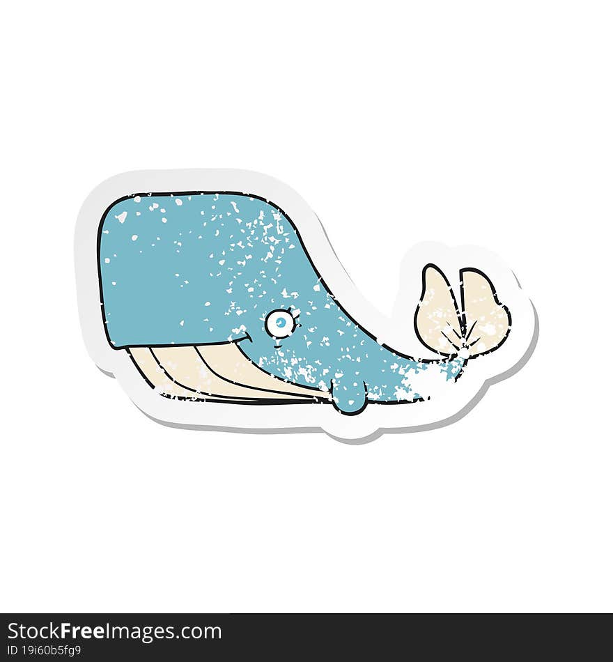 retro distressed sticker of a cartoon happy whale