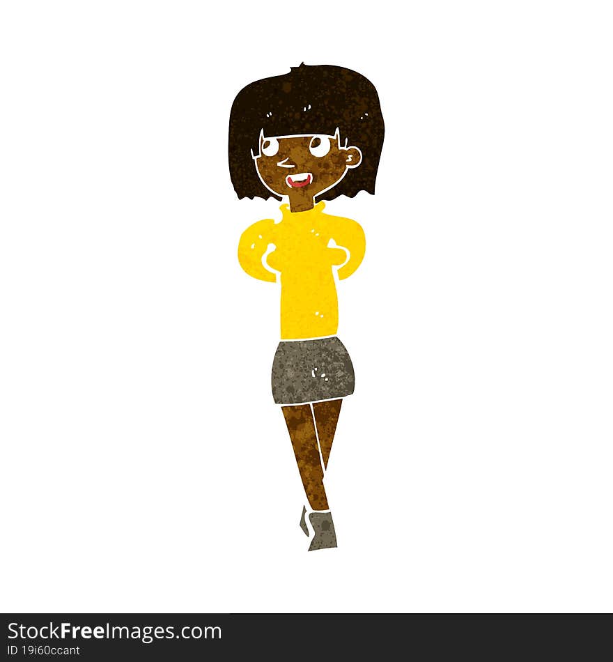 cartoon happy woman