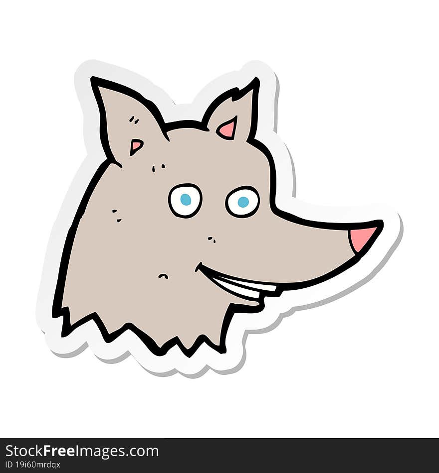 sticker of a cartoon wolf head