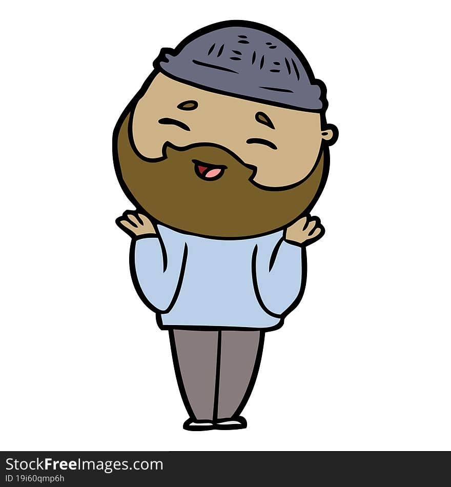 cartoon happy bearded man. cartoon happy bearded man