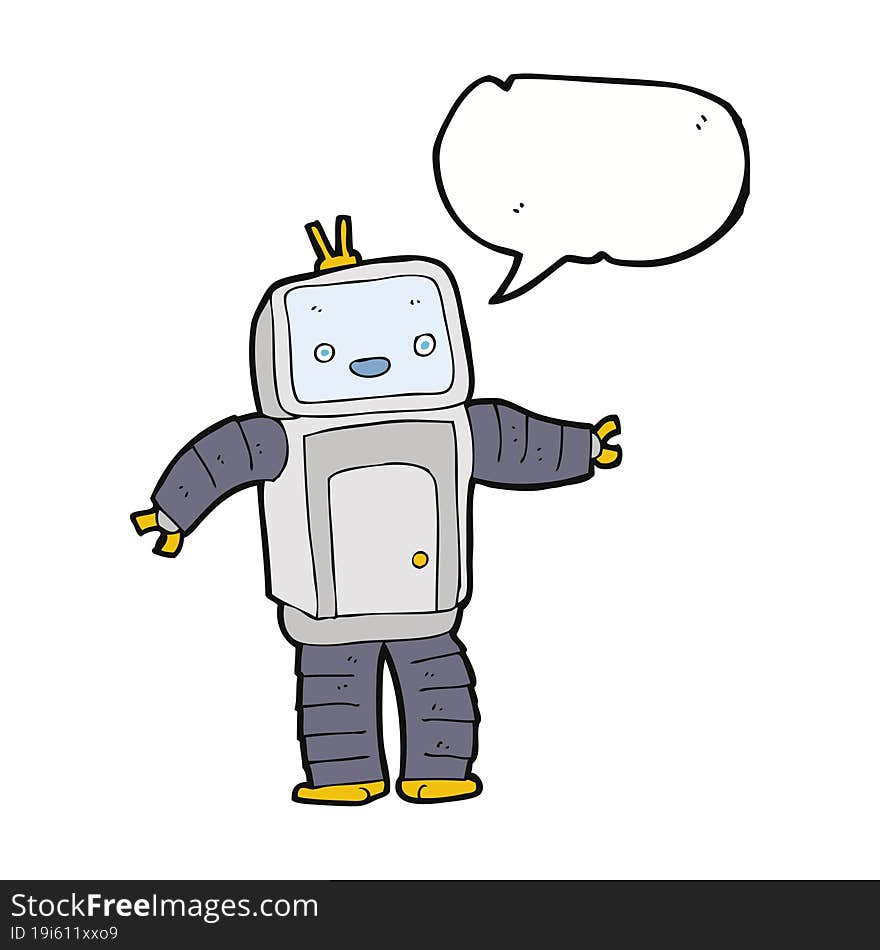 cartoon robot with speech bubble