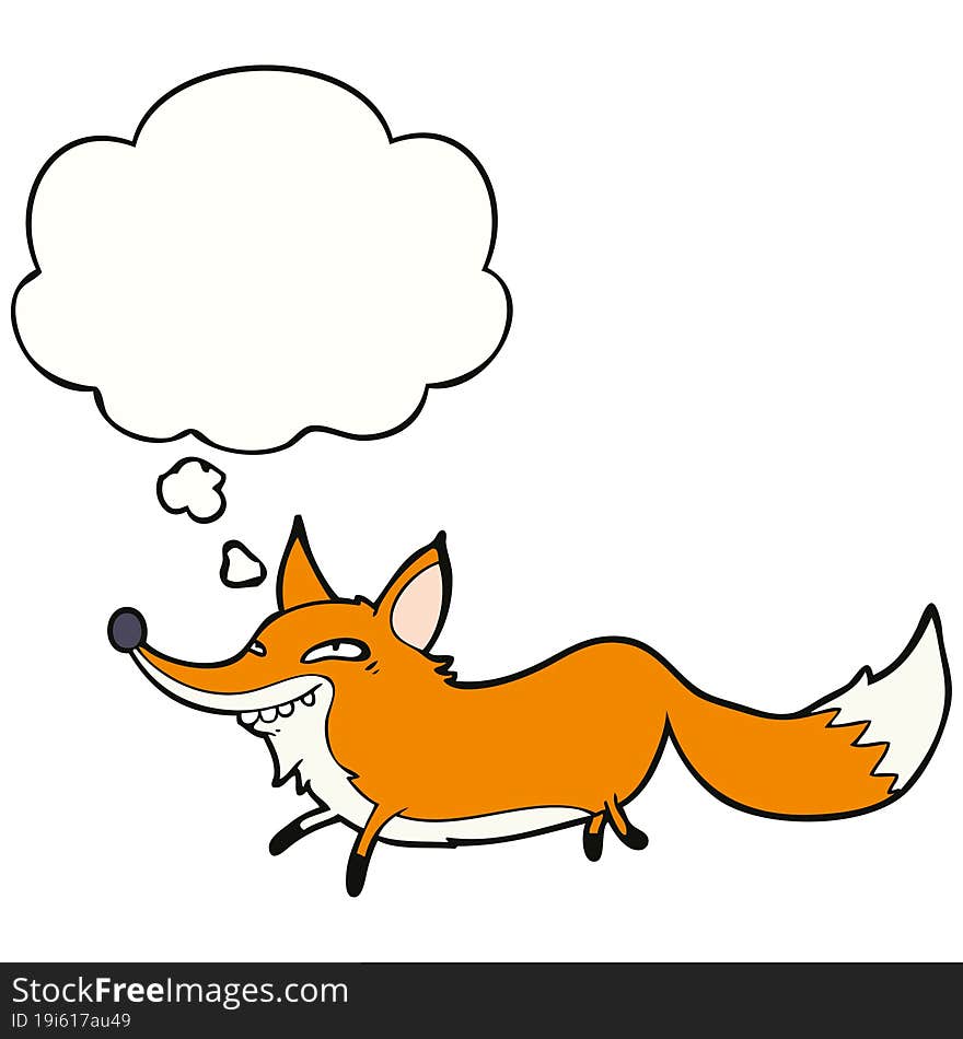 Cartoon Sly Fox And Thought Bubble