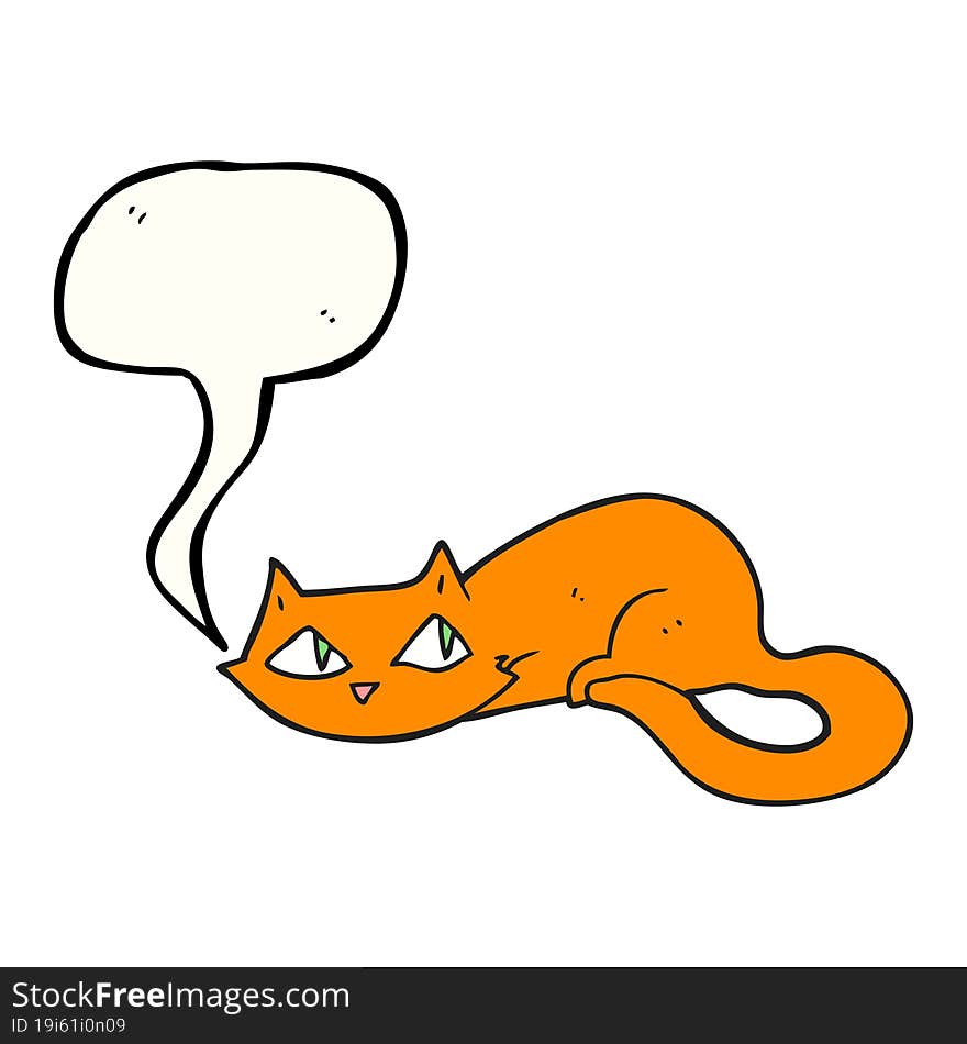 freehand drawn speech bubble cartoon cat