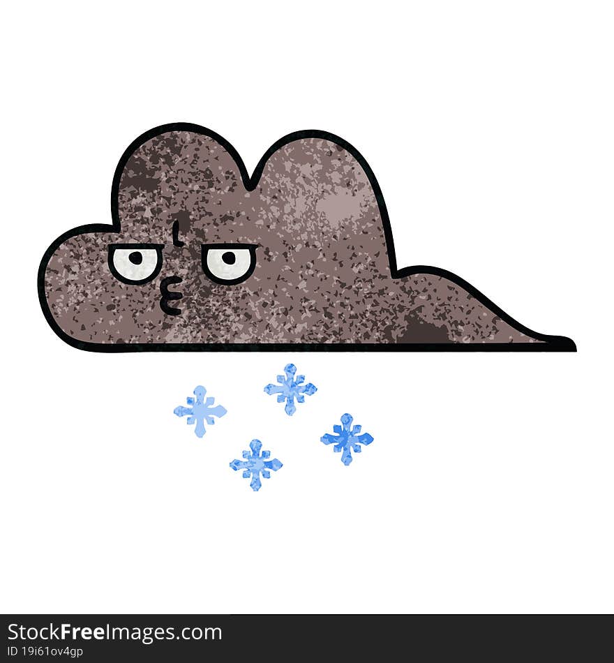 retro grunge texture cartoon of a storm snow cloud