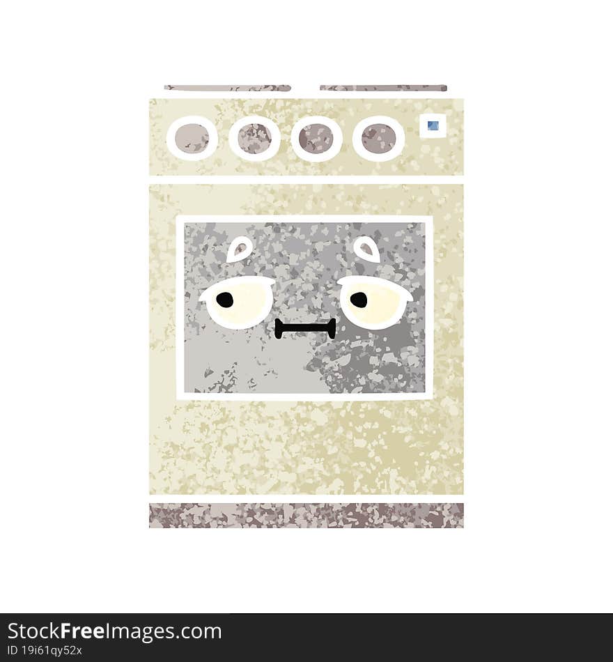 retro illustration style cartoon kitchen oven