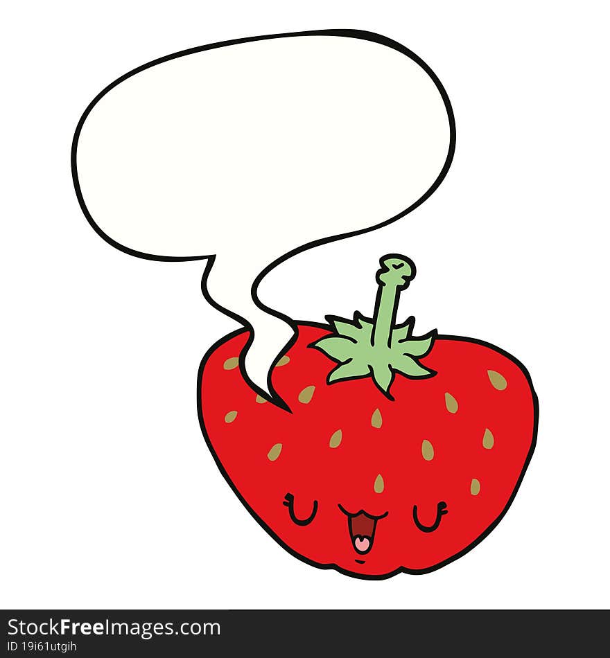 cartoon strawberry and speech bubble