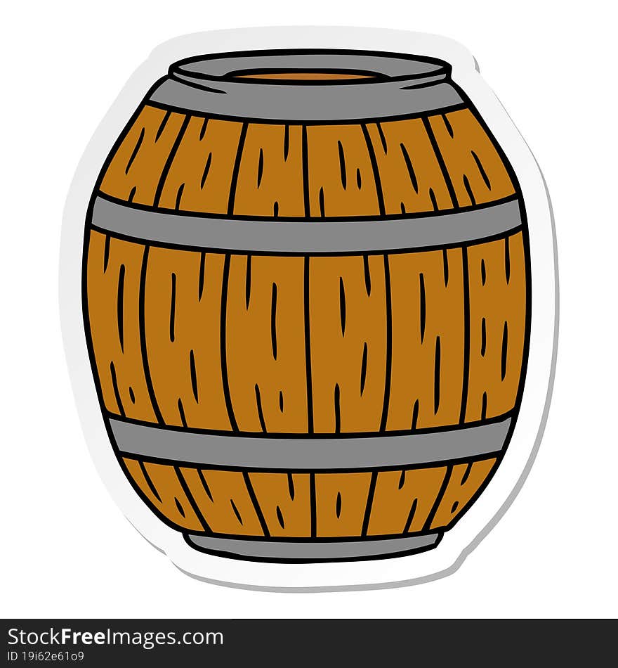 sticker cartoon doodle of a wooden barrel